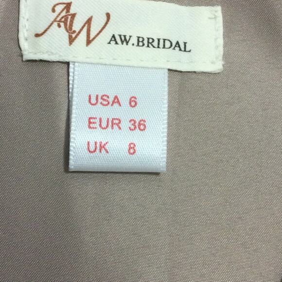 FORMAL PARTY AW SZ 6 S Taupe Etta Satin Prom Party A-line Maxi Dess New b38 - Picture 9 of 10